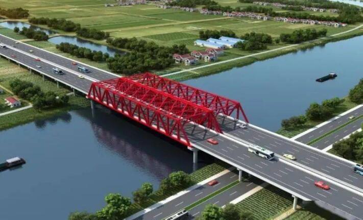 夏仕港(gang)大橋“導向”工程鋼(gang)梁順利拼裝